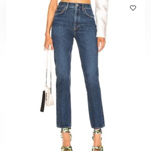 Agolde Women's Straight Leg Jeans in Dark Blue Denim